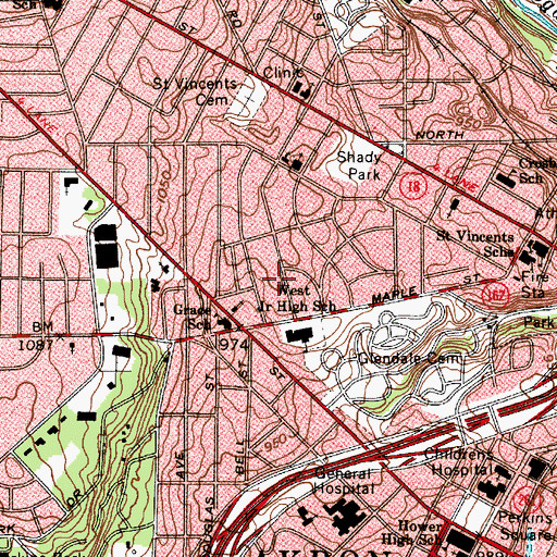 Topographic Map of River of Life Church, OH