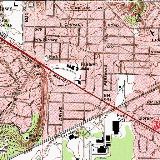 Topographic Map of Fairlawn West United Church of Christ, OH