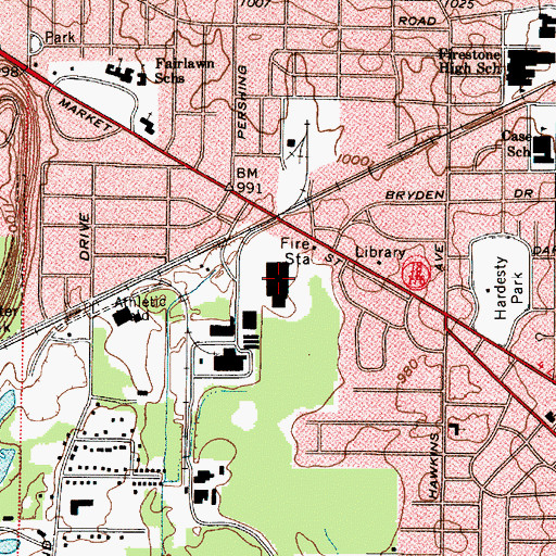 Topographic Map of West Market Place Shopping Center, OH