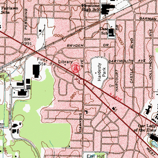 Topographic Map of Westgate Shopping Center, OH