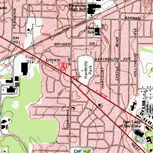 Topographic Map of Mitchell Center Shopping Center, OH