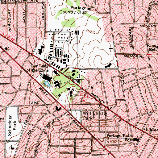 Topographic Map of First Assembly of God Church, OH