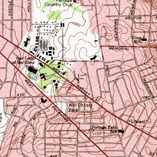 Topographic Map of Akron Unity Center of Truth, OH