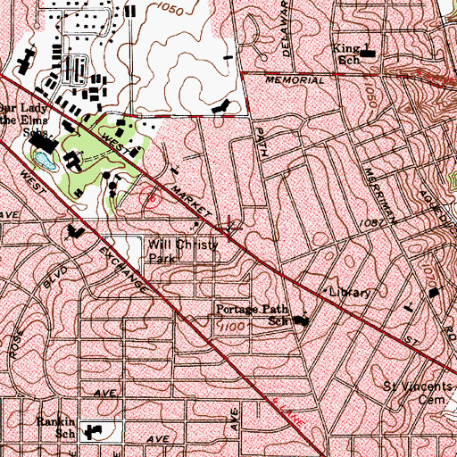 Topographic Map of Monroe Presbyterian Church, OH