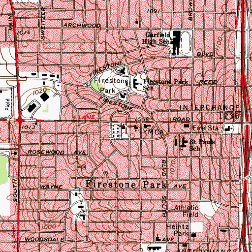 Topographic Map of Saint Peters Episcopal Church, OH