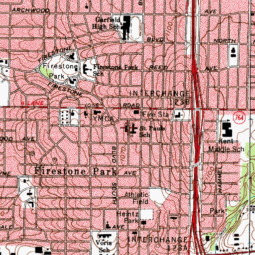 Topographic Map of Saint Pauls Roman Catholic Church, OH