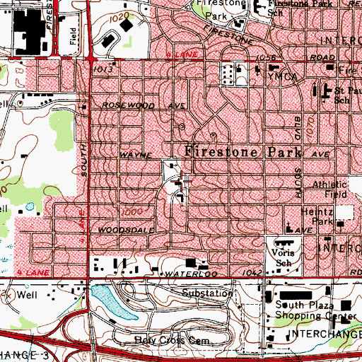 Topographic Map of Akron First Church of the Brethren, OH