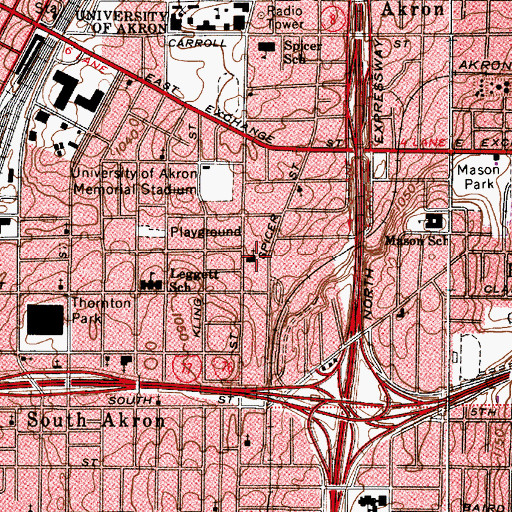 Topographic Map of Brown Street Baptist Church, OH