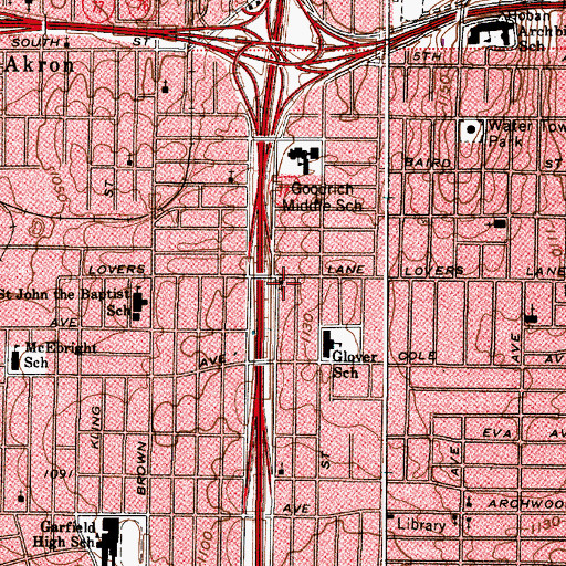 Topographic Map of Lovers Lane Christian Church, OH
