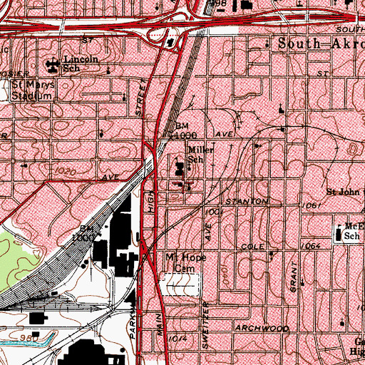 Topographic Map of Victory Baptist Church, OH