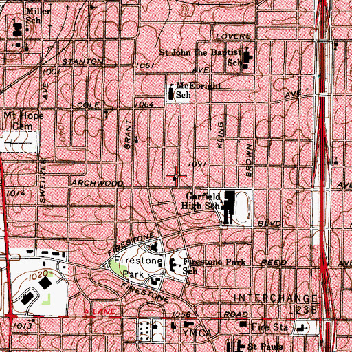 Topographic Map of Israelite Baptist Church, OH