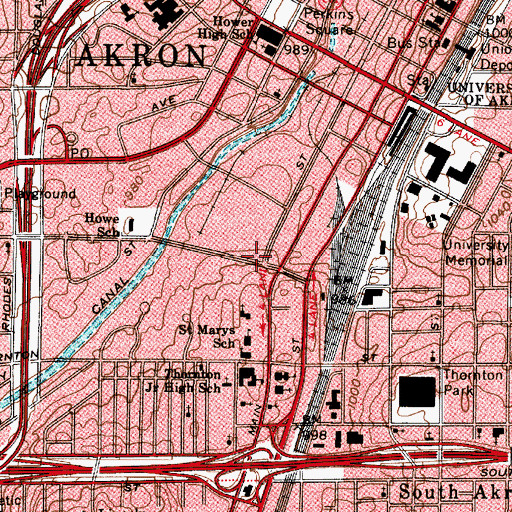 Topographic Map of Second Baptist Church, OH