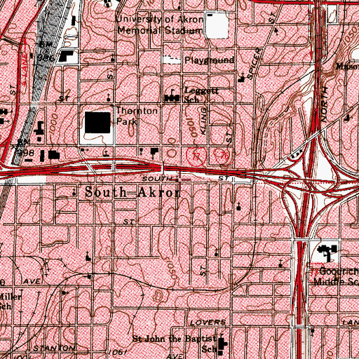 Topographic Map of Thompson Memorial Church of God in Christ, OH
