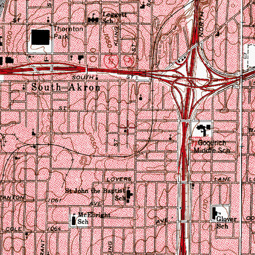 Topographic Map of Eastern Church of Christ, OH