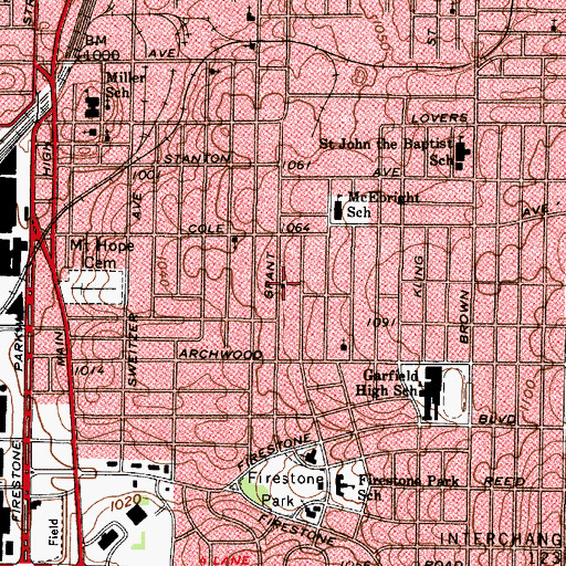 Topographic Map of Shiloh Baptist Church, OH