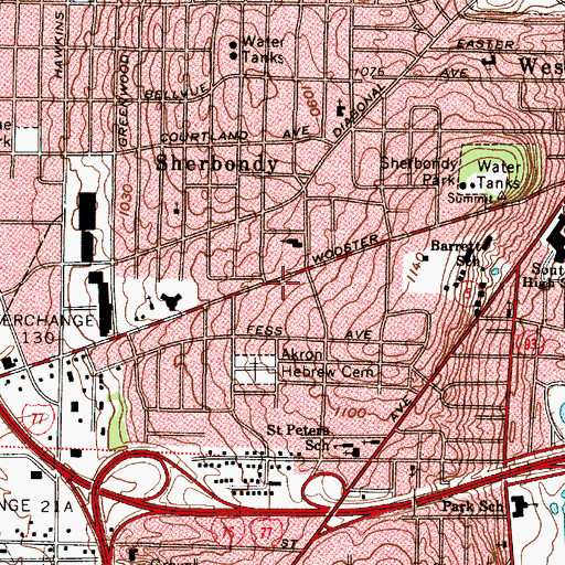 Topographic Map of Saint Ashworth Temple Church of God in Christ, OH
