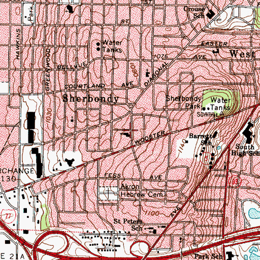 Topographic Map of Centenary United Methodist Church, OH