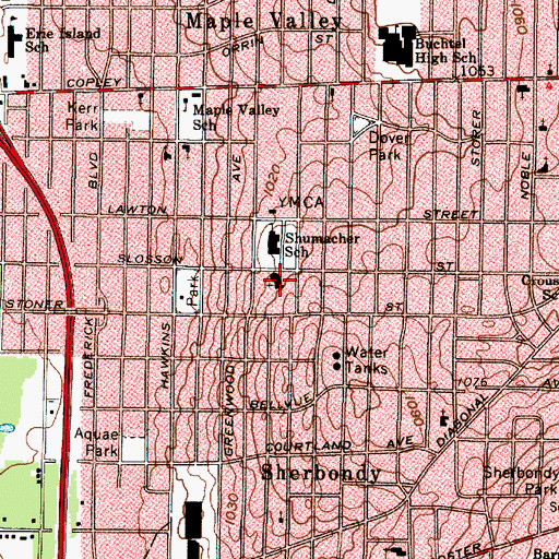 Topographic Map of Mount Olive Baptist Church, OH