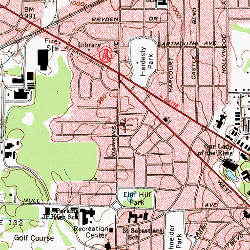 Topographic Map of West Akron Church of Christ, OH