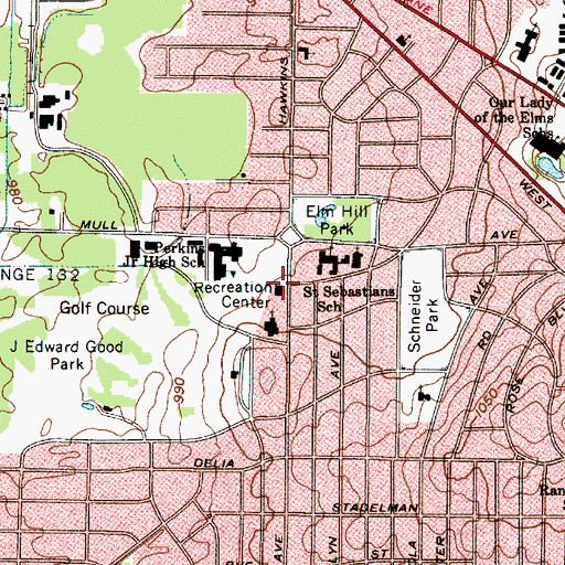 Topographic Map of Saint Sebastian Recreation Center, OH