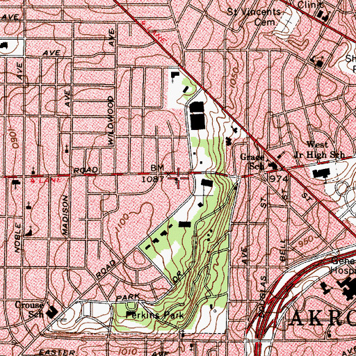 Topographic Map of Apostolic Christian Church of West Akron, OH