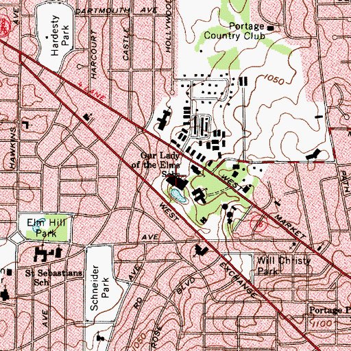 Topographic Map of Our Lady of the Elms High School, OH