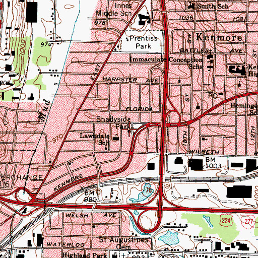 Topographic Map of Park United Methodist Church, OH