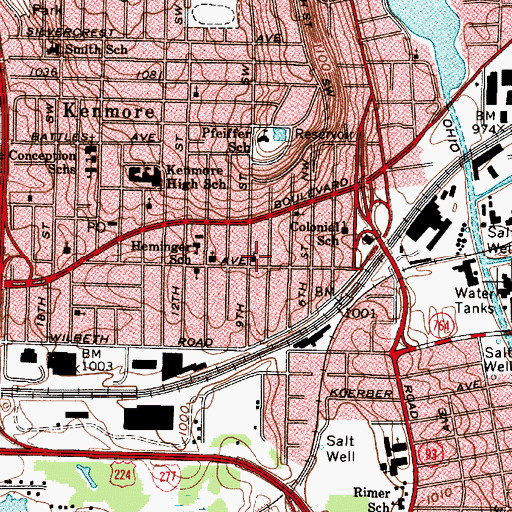 Topographic Map of Akron United Wesleyan Church, OH