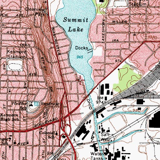 Topographic Map of True Light Baptist Church, OH