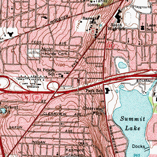 Topographic Map of Margaret Park United Presbyterian Church, OH