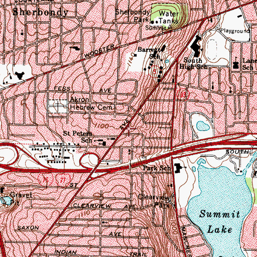 Topographic Map of West Side Church of God, OH