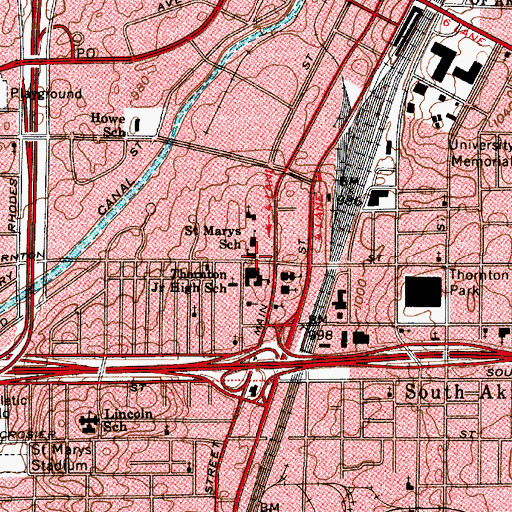 Topographic Map of Saint Marys Roman Catholic Church, OH