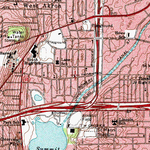 Topographic Map of Evening Light Church of God, OH
