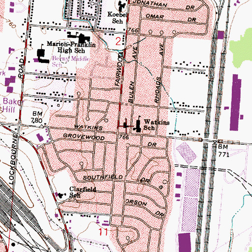 Topographic Map of Aldersgate United Methodist Church, OH