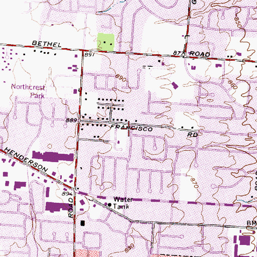 Topographic Map of Atonement Lutheran Church, OH