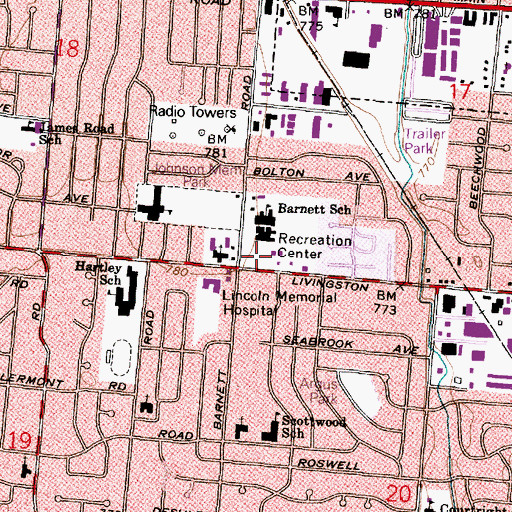 Topographic Map of Barnett Park, OH