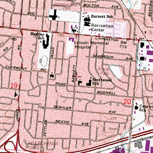 Topographic Map of Barnett Road Baptist Mission, OH