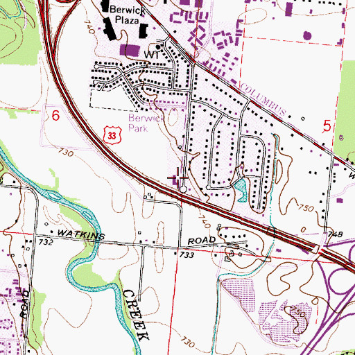 Topographic Map of Berwick First Church of God, OH