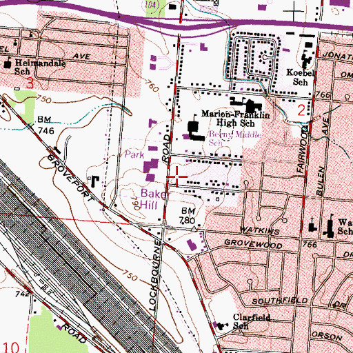 Topographic Map of Bethel Church of God, OH