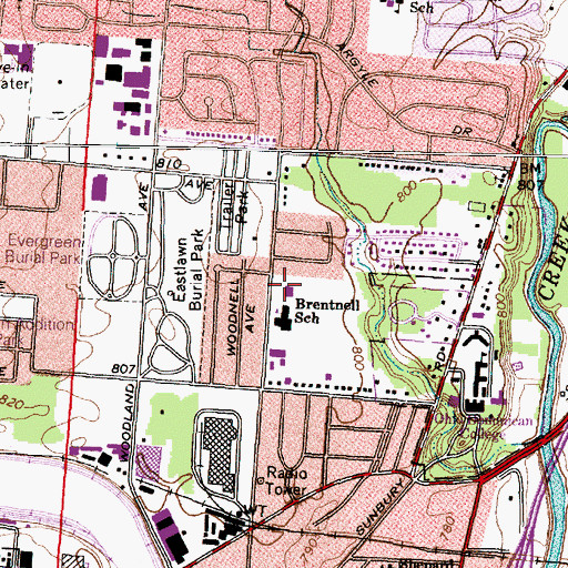 Topographic Map of Brentnell Recrecation Center, OH