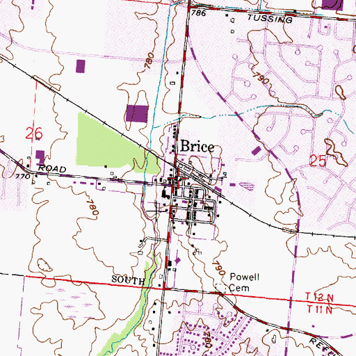 Topographic Map of Brice United Methodist Church, OH