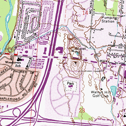 Topographic Map of Calvary Lutheran Church, OH