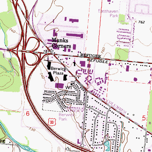 Topographic Map of Calvin United Presbyterian Church, OH