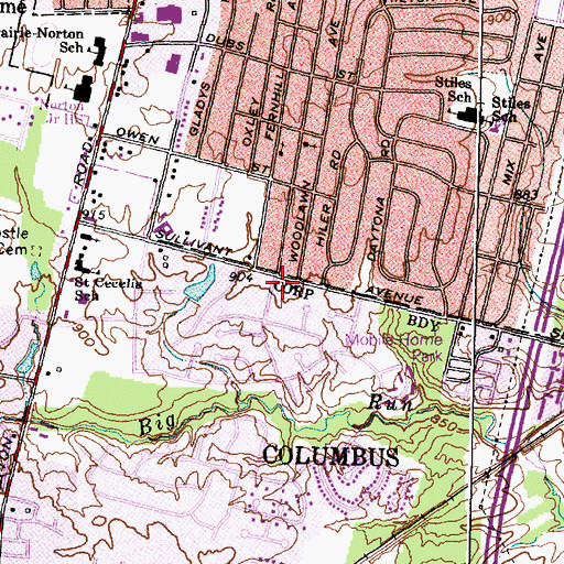 Topographic Map of Cherry Creek Church of Christ, OH