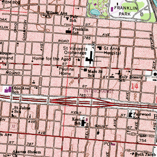 Topographic Map of Church of Christ, OH