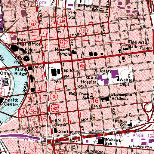 Topographic Map of Church of Scientology of Central Ohio, OH