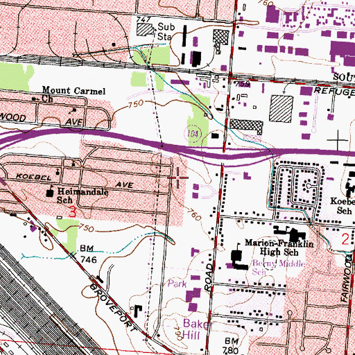 Topographic Map of Columbus Enterprise Baptist Church, OH