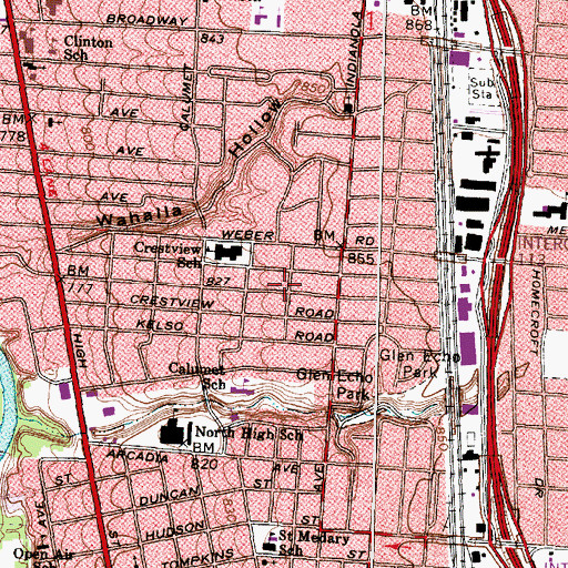 Topographic Map of Crestview Presbyterian Church, OH