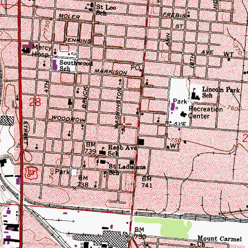 Topographic Map of Death, Burial and Resurrection Baptist Church, OH