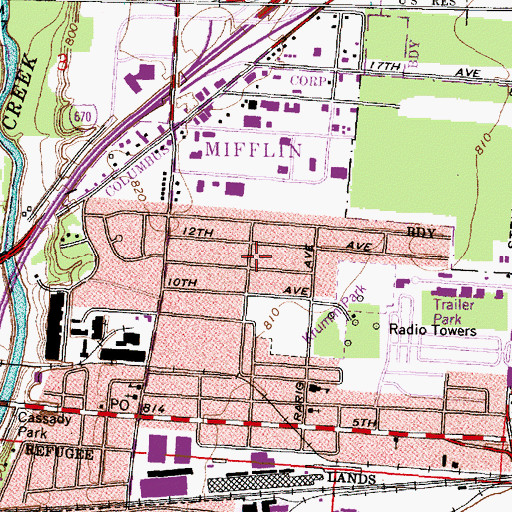 Topographic Map of East Mount Olivet Baptist Church, OH